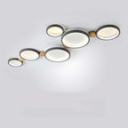 Lámpara de techo LED moderna | Diseño de triple anillo de metal gris
