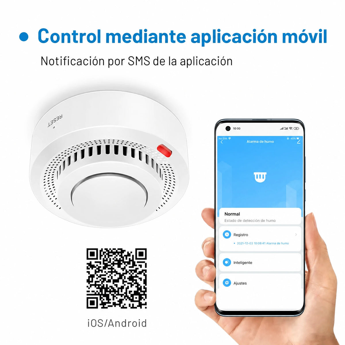 Detector de humo y calor con alarma de incendio WiFi inteligente