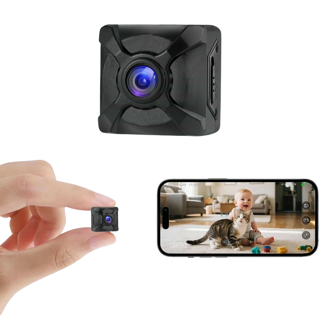 Mini cámara de seguridad inalámbrica 4K con detección de movimiento y batería recargable