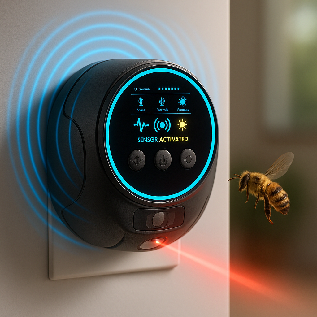 Dispositivo repelente ultrasónico para abejas y avispas | Sin productos químicos. Cobertura de 360° para el control de p