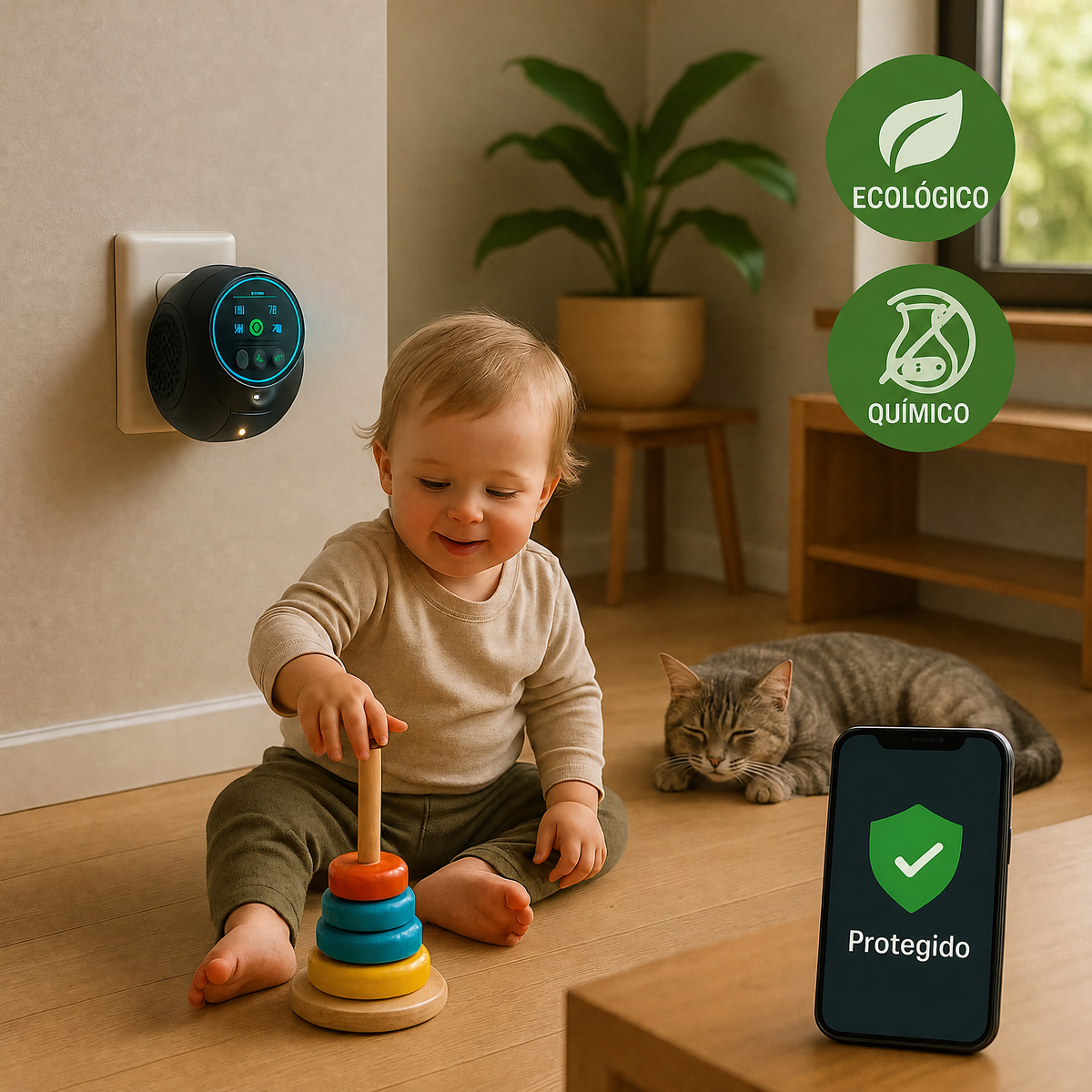 Dispositivo repelente ultrasónico para abejas y avispas | Sin productos químicos. Cobertura de 360° para el control de p