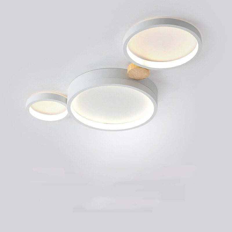 Lámpara de techo LED moderna | Diseño de triple anillo de metal gris