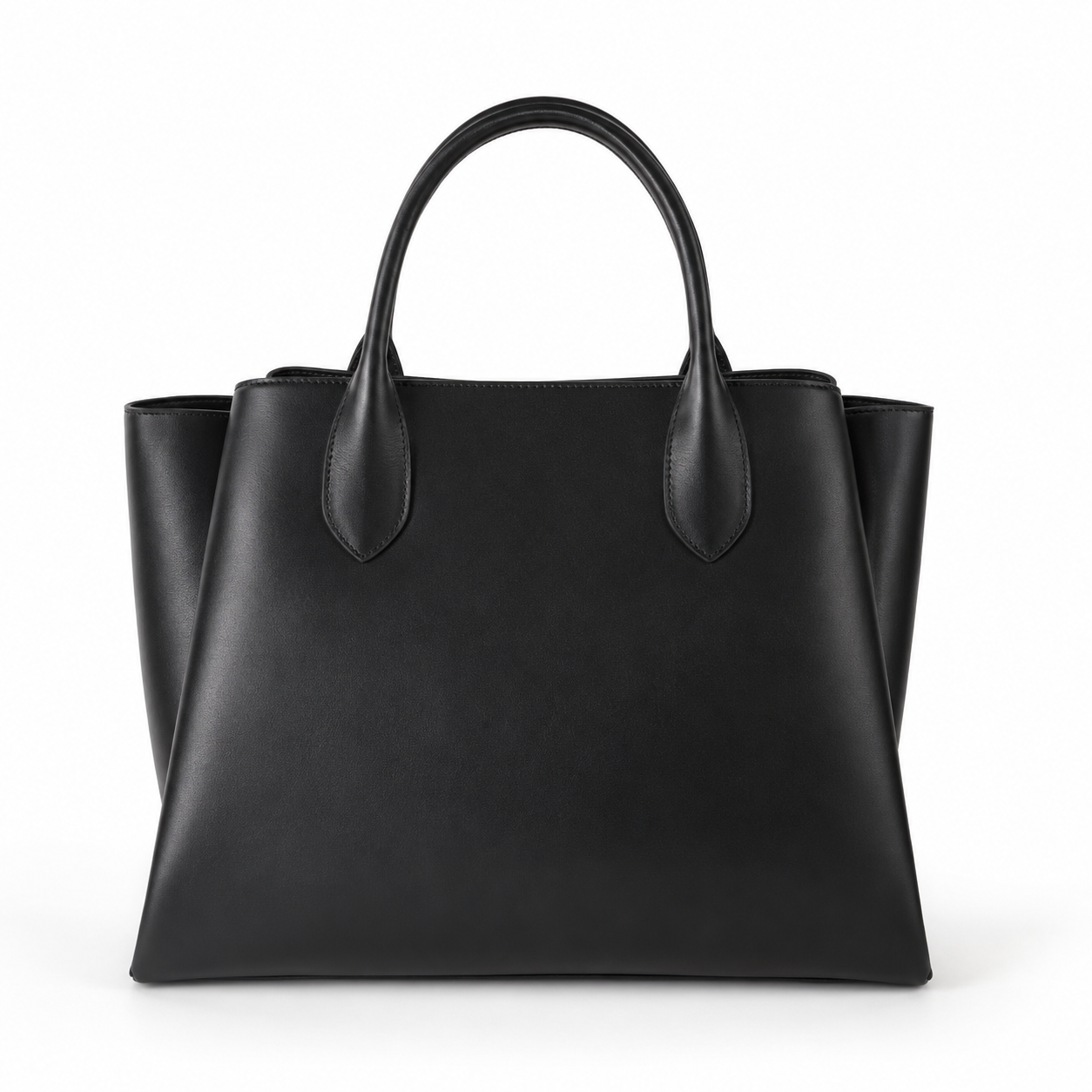Bolso tote negro de piel sintética con asas.