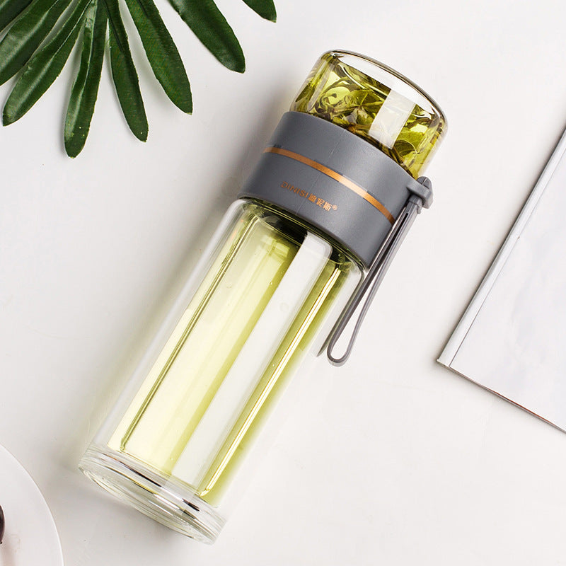 Botella de agua de doble pared con infusor de té integrado: botella reutilizable con aislamiento térmico para bebidas frías y calientes en casa, el