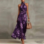 Vestido largo elegante de invitada de boda con estampado floral para mujer