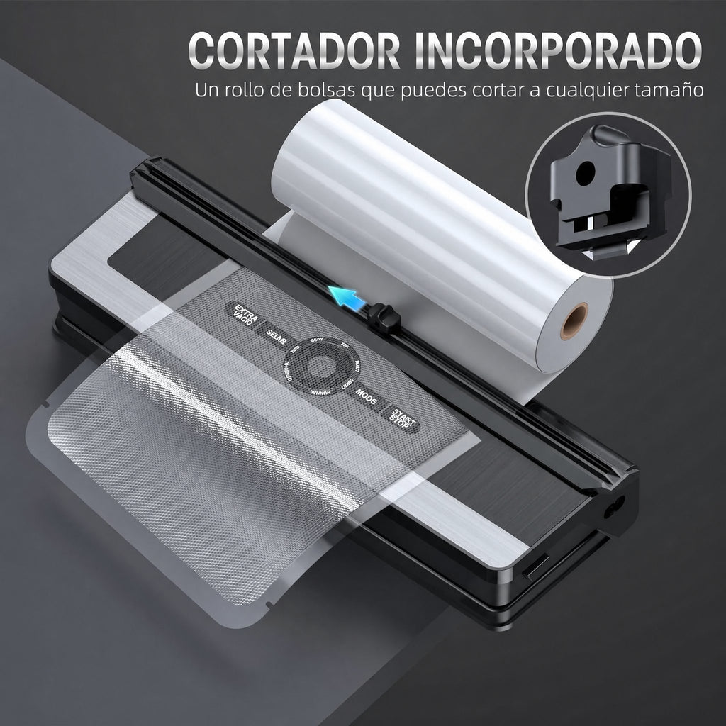 Envasadora al vacío profesional 8 en 1 | Cuchilla de corte de precisión integrada | Modos para alimentos secos y húmedos