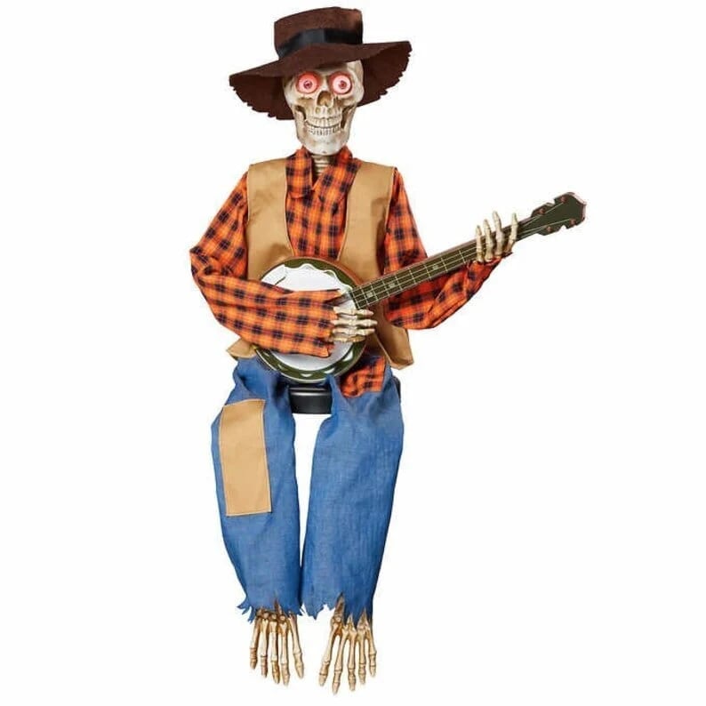 Esqueletos con banjos en duelo animados