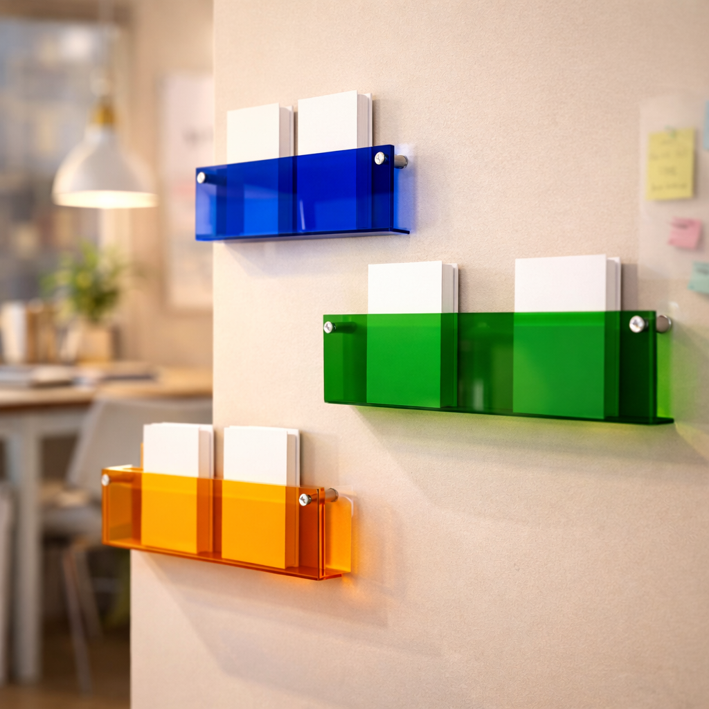 Estante de pared acrílico flotante para exposición y almacenaje de revistas