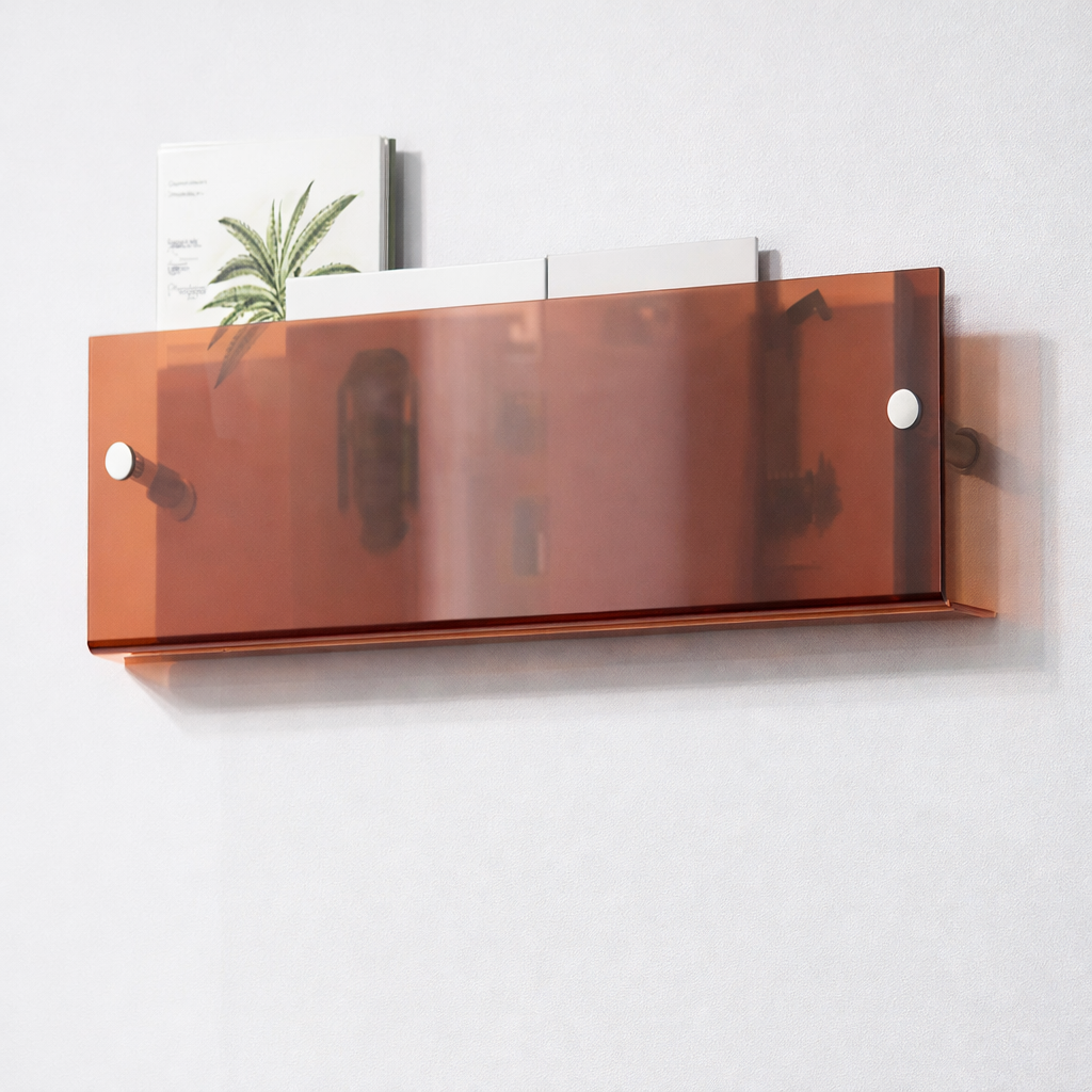 Estante de pared acrílico flotante para exposición y almacenaje de revistas