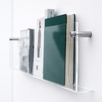 Estante de pared acrílico flotante para exposición y almacenaje de revistas