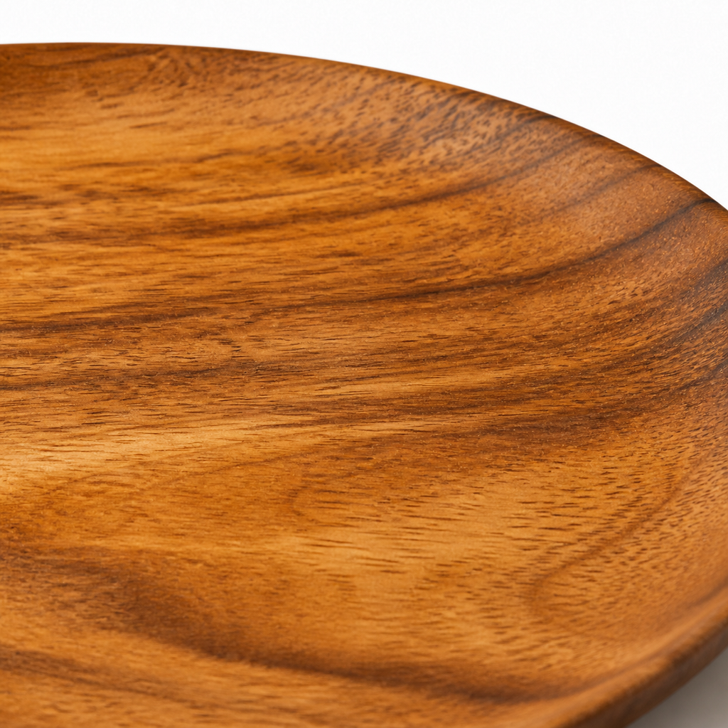 Diseño minimalista del plato decorativo de madera.