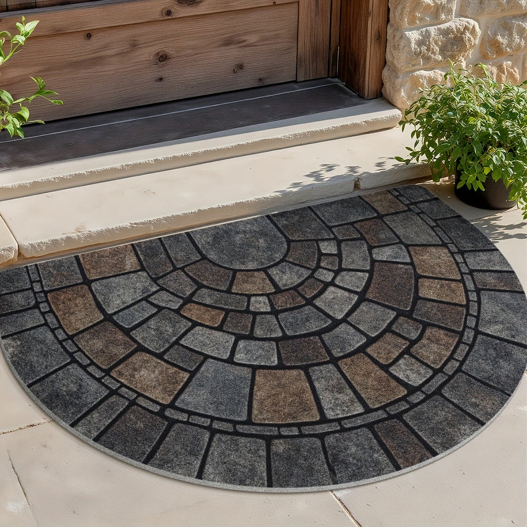 Felpudo semicircular de mosaico | Uso interior y exterior