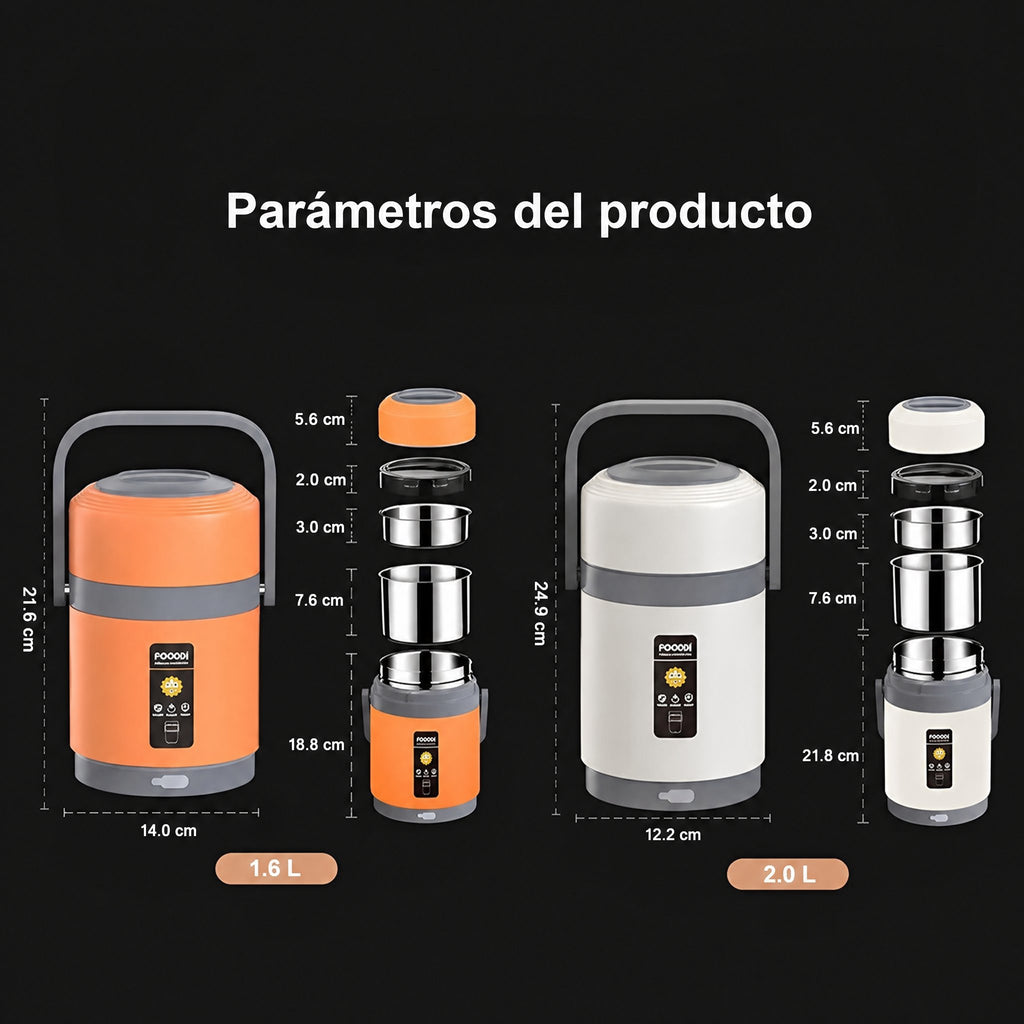 Fiambrera térmica USB | Acero inoxidable 304, calentador de comida portátil