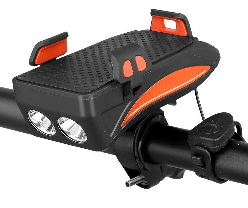 FahrRadPro | Accesorios multifuncionales para bicicleta: soporte, batería externa, luces LED y bocina.