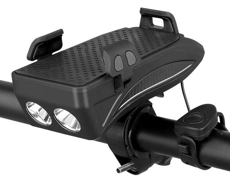 FahrRadPro | Accesorios multifuncionales para bicicleta: soporte, batería externa, luces LED y bocina.