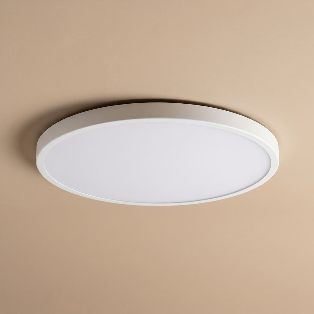Lámpara de techo LED redonda con detalles dorados: diseño delgado y luz suave.
