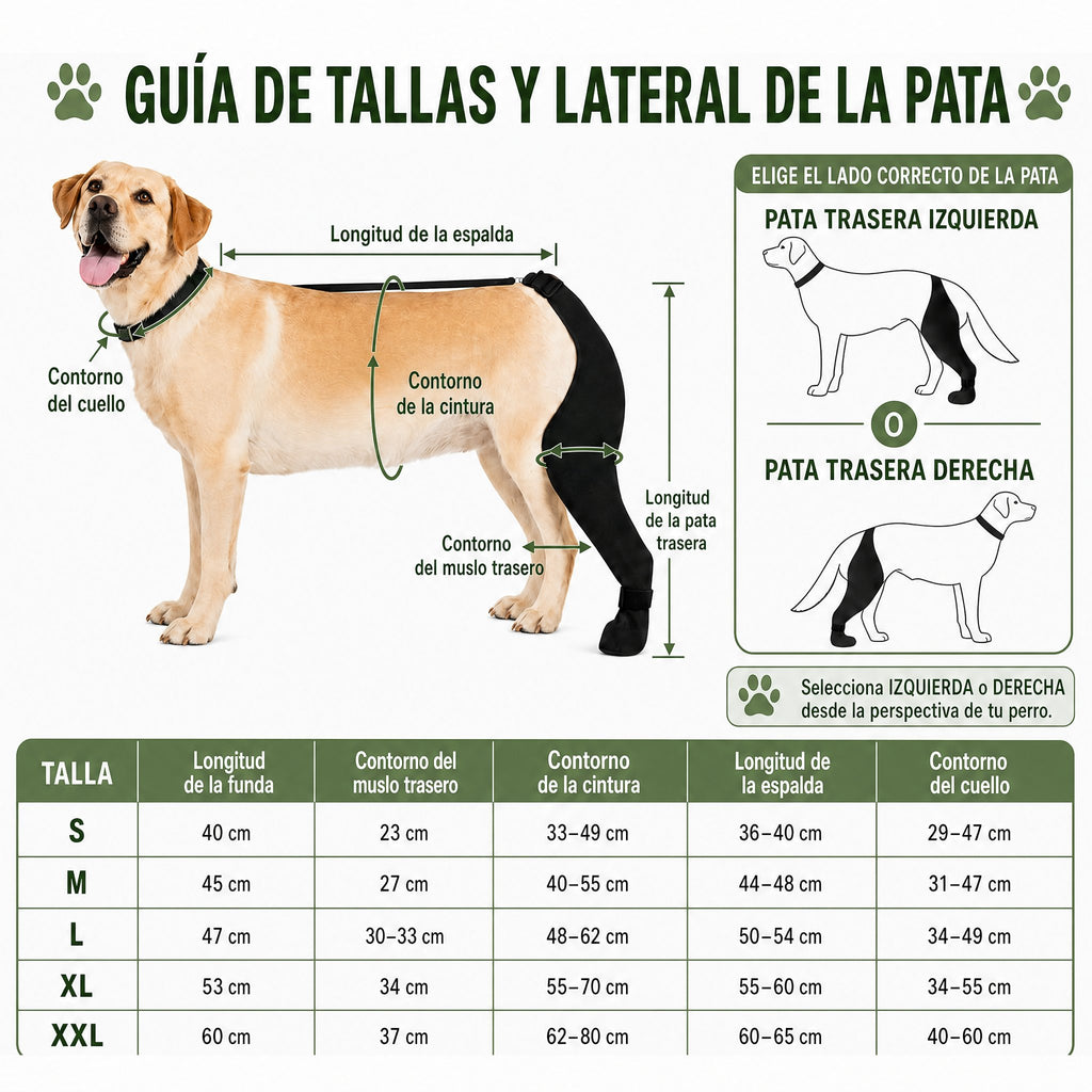 Funda ajustable para pata trasera de perro con cobertura de pata Ayuda a limitar el lamido durante el descanso tras la c