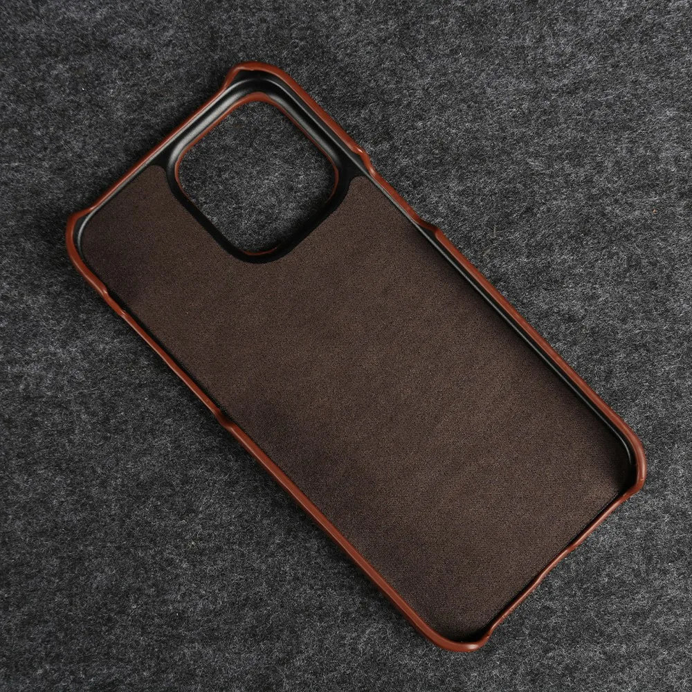 Funda de cuero de vaca hecha a mano para iPhone