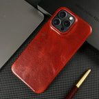 Funda de cuero de vaca hecha a mano para iPhone