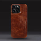 Funda de cuero de vaca hecha a mano para iPhone