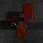 Funda de cuero de vaca hecha a mano para iPhone