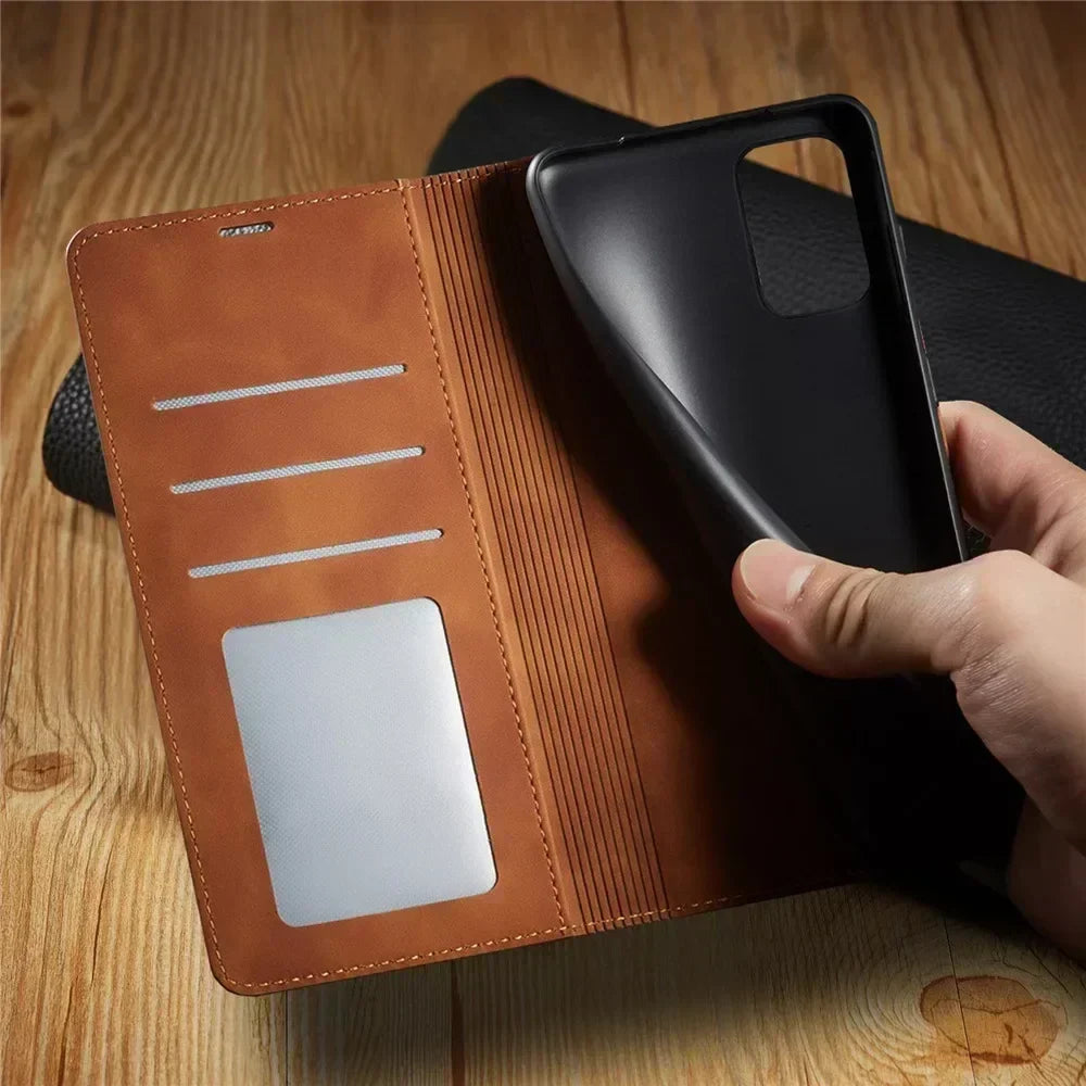 Funda magnética de piel para teléfonos Samsung: protección con estilo