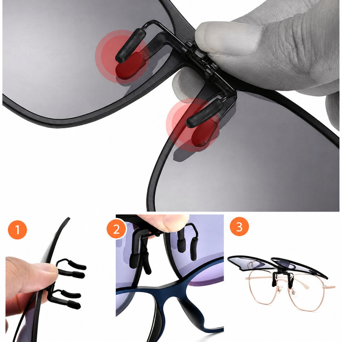 Gafas de sol con clip para gafas graduadas