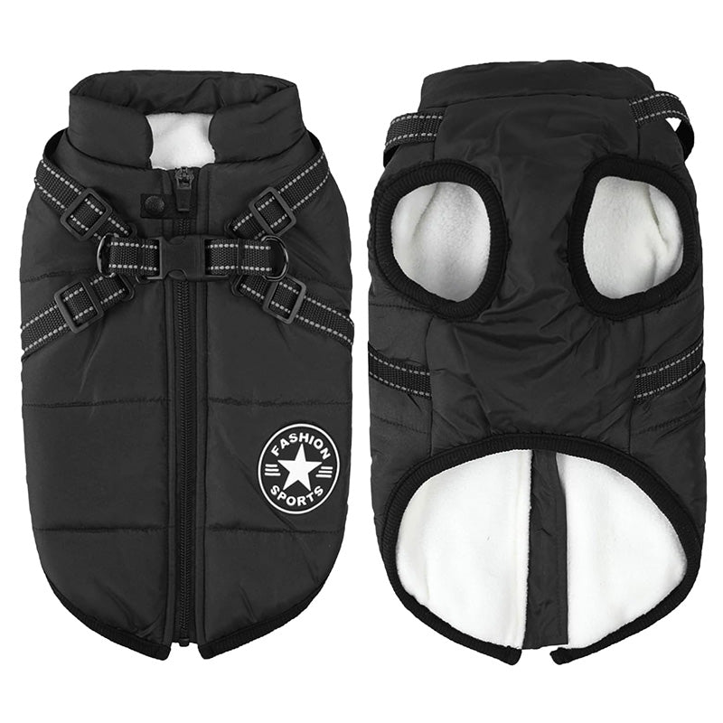 Abrigo de Invierno 3 en 1 para Perros con Arnés | Acolchado, Impermeable y Cortaviento