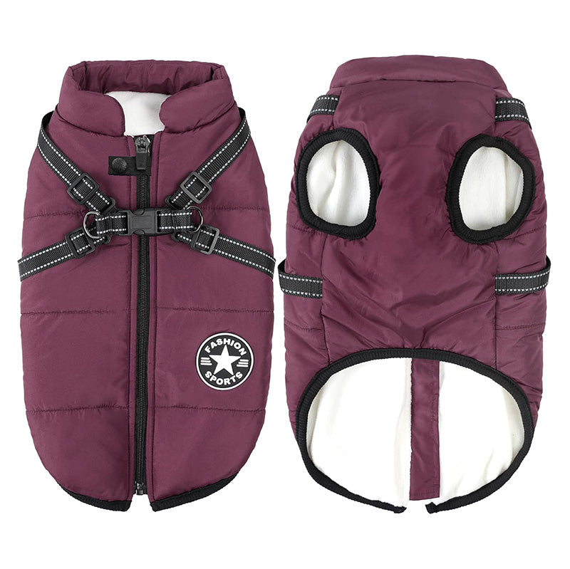 Abrigo de Invierno 3 en 1 para Perros con Arnés | Acolchado, Impermeable y Cortaviento