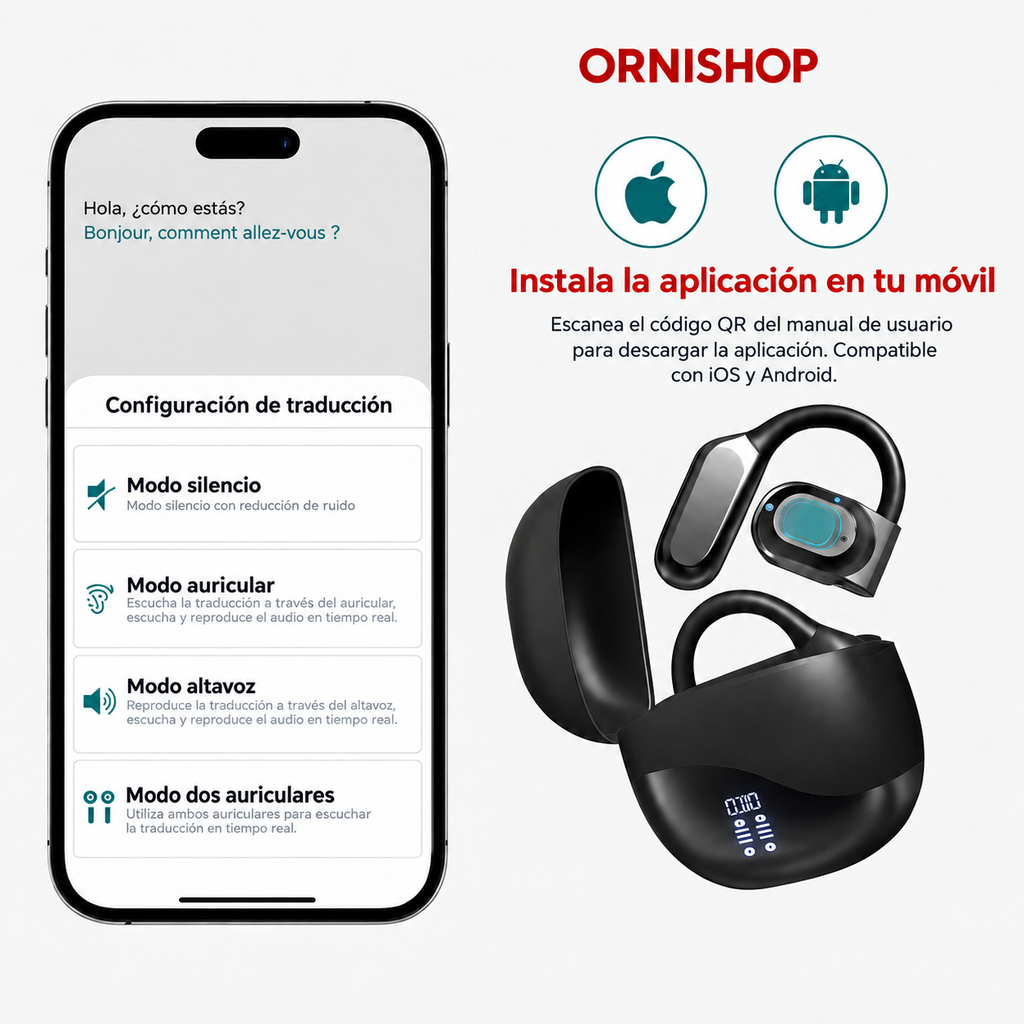 Auriculares Traductores Inteligentes 144 Idiomas en Tiempo Real