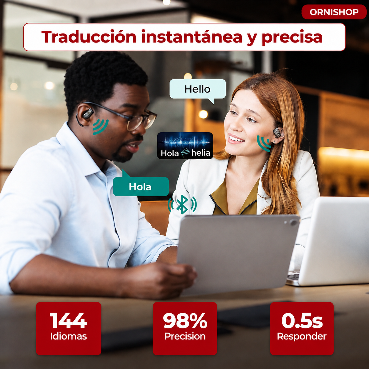 Auriculares Traductores Inteligentes 144 Idiomas en Tiempo Real