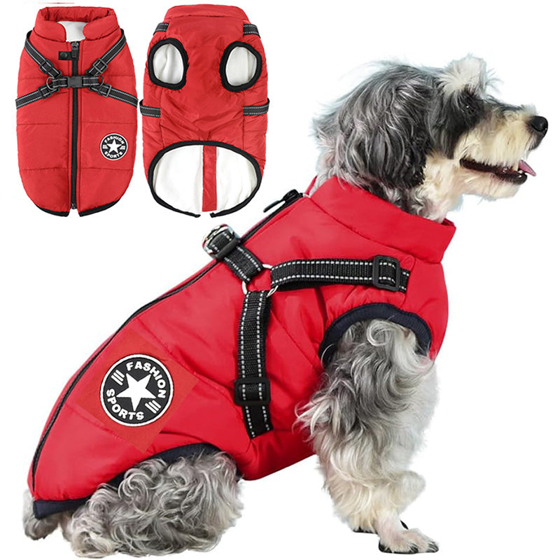 Abrigo de Invierno 3 en 1 para Perros con Arnés | Acolchado, Impermeable y Cortaviento