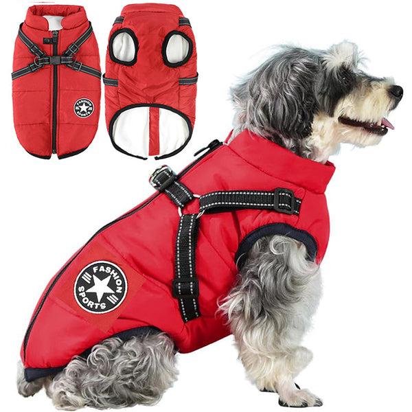 Abrigo de Invierno 3 en 1 para Perros con Arnés | Acolchado, Impermeable y Cortaviento