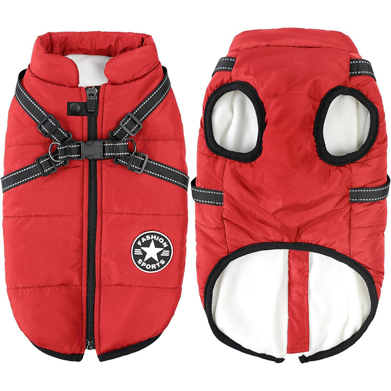 Abrigo de Invierno 3 en 1 para Perros con Arnés | Acolchado, Impermeable y Cortaviento