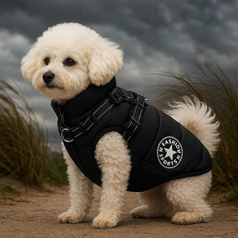 Abrigo de Invierno 3 en 1 para Perros con Arnés | Acolchado, Impermeable y Cortaviento