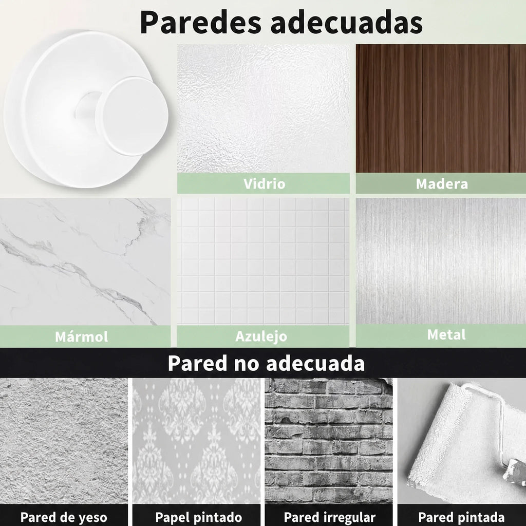Ganchos con Ventosa de Fuerte Succión (5kg de Carga) | Colgado Resistente, Impermeable y sin Daños