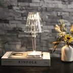 Lámpara de Mesa Moderna Brillante con Cristal y Manejo Sencillo