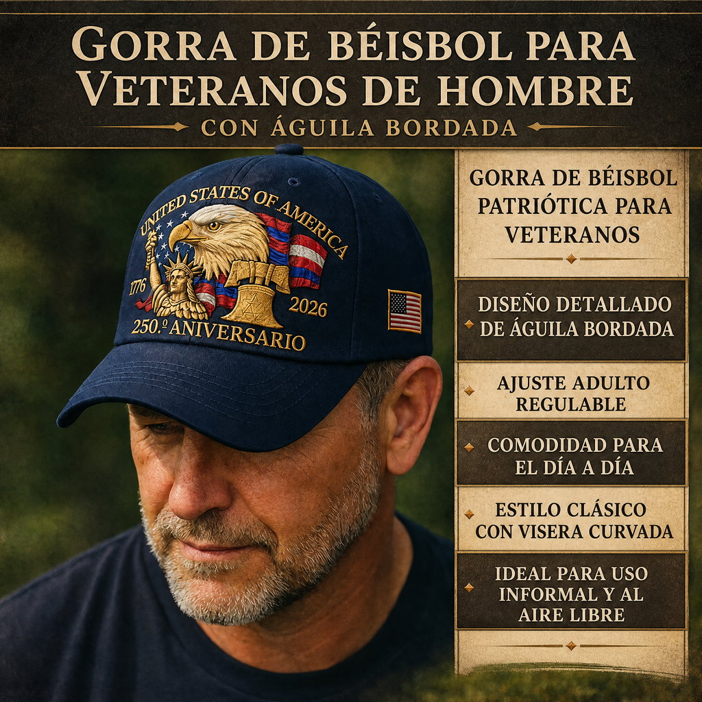 Gorra de béisbol para hombre de veteranos con águila bordada