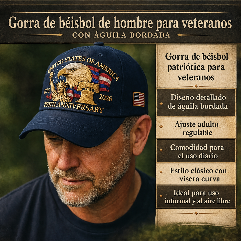 Gorra de béisbol para hombre Patriotic Eagle 250th Anniversary Veterans Hat