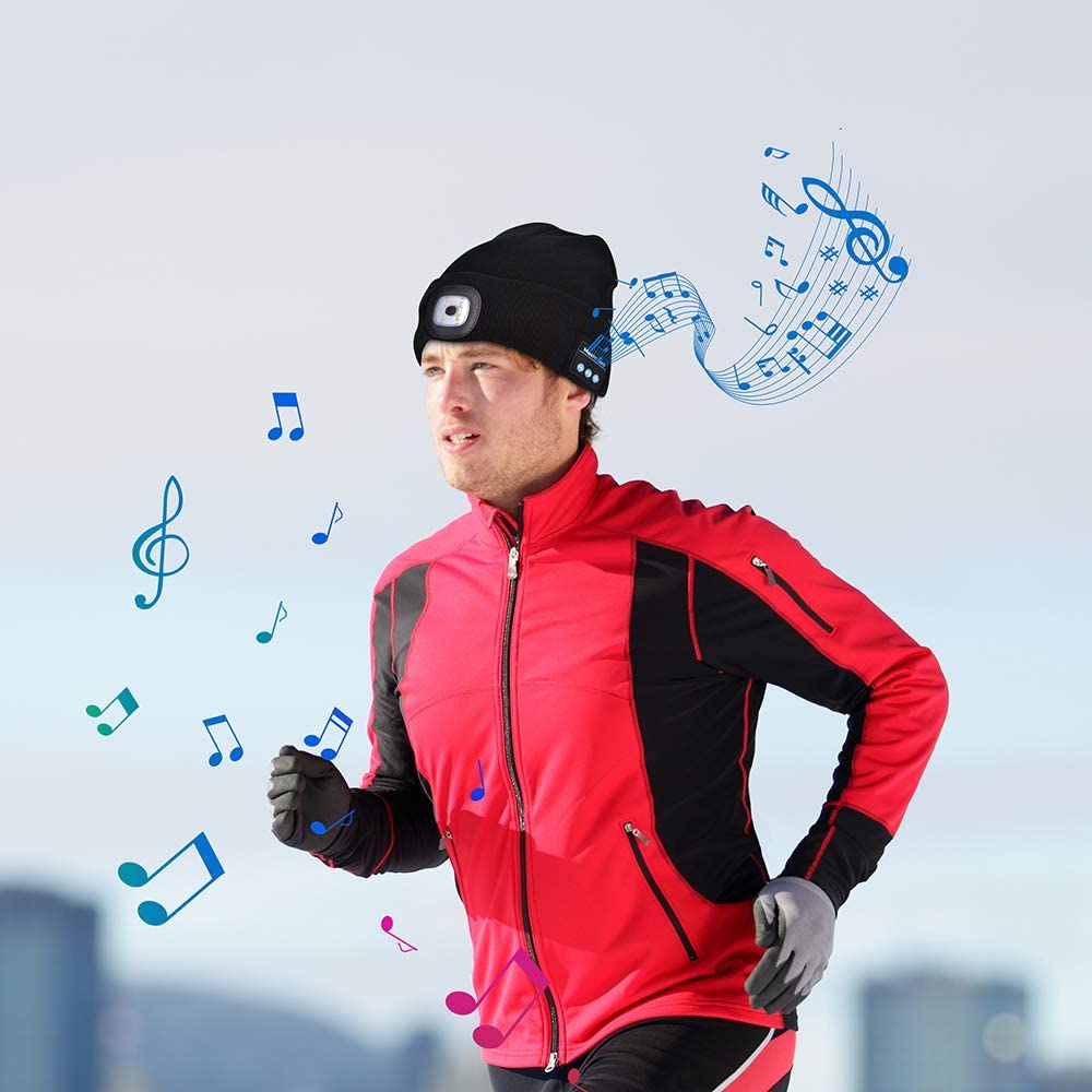 Gorro Bluetooth con luz y auriculares inalámbricos