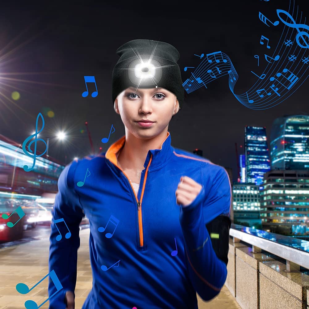 Gorro Bluetooth con luz y auriculares inalámbricos