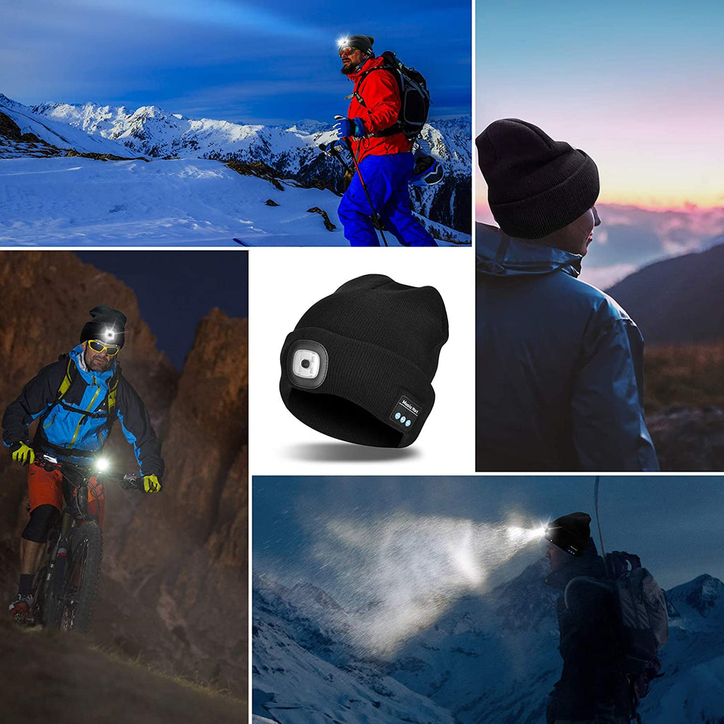 Gorro Bluetooth con luz y auriculares inalámbricos