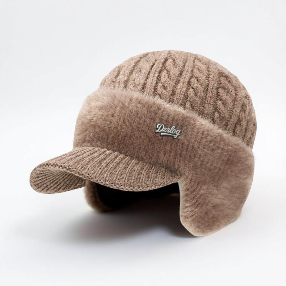 Gorro de invierno trapper con orejeras de punto