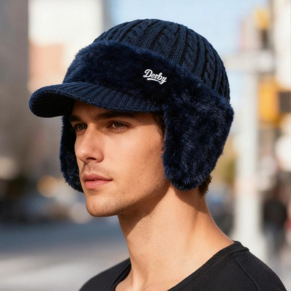 Gorro de invierno trapper con orejeras de punto