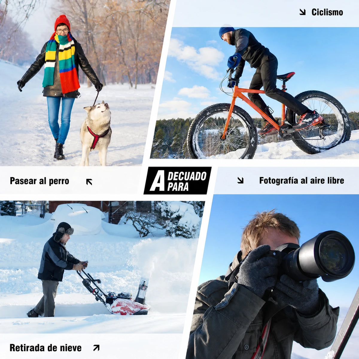Guantes calefactables a batería impermeables con pantalla táctil para invierno