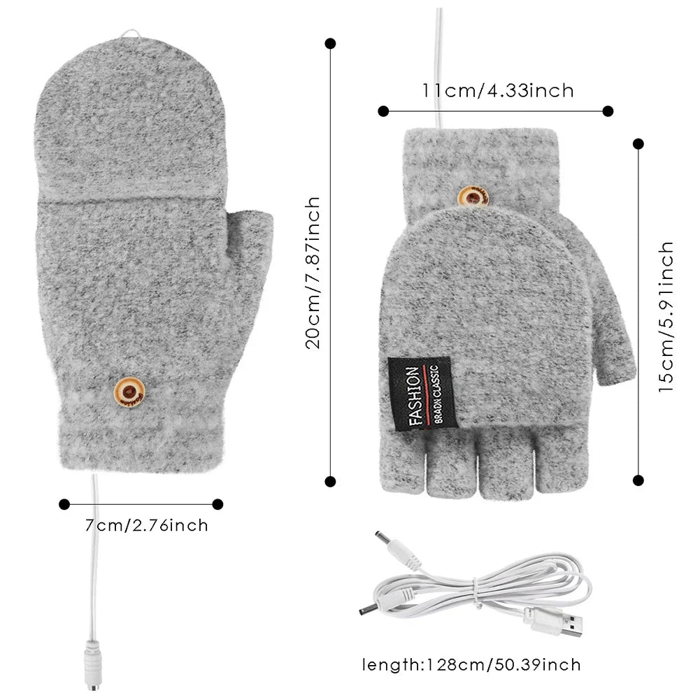 Guantes calefactables cálidos por ondas, recargables por USB