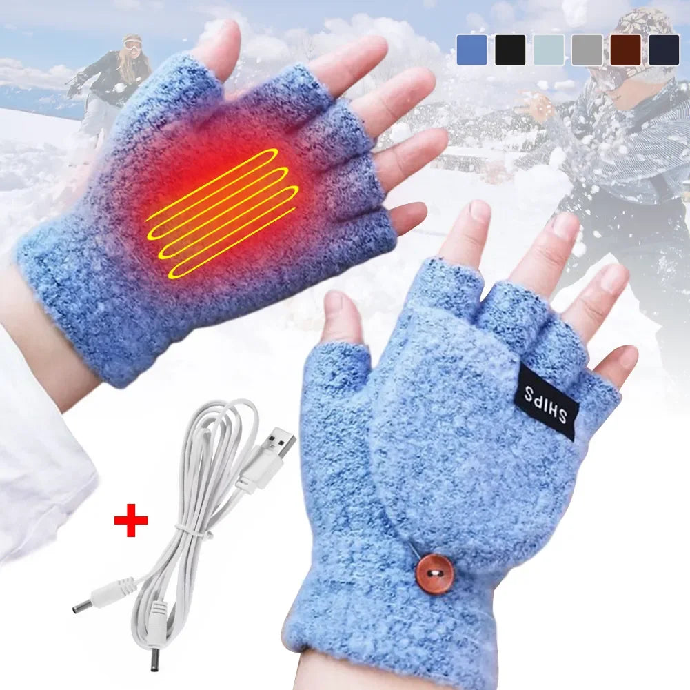 Guantes calefactables cálidos por ondas, recargables por USB