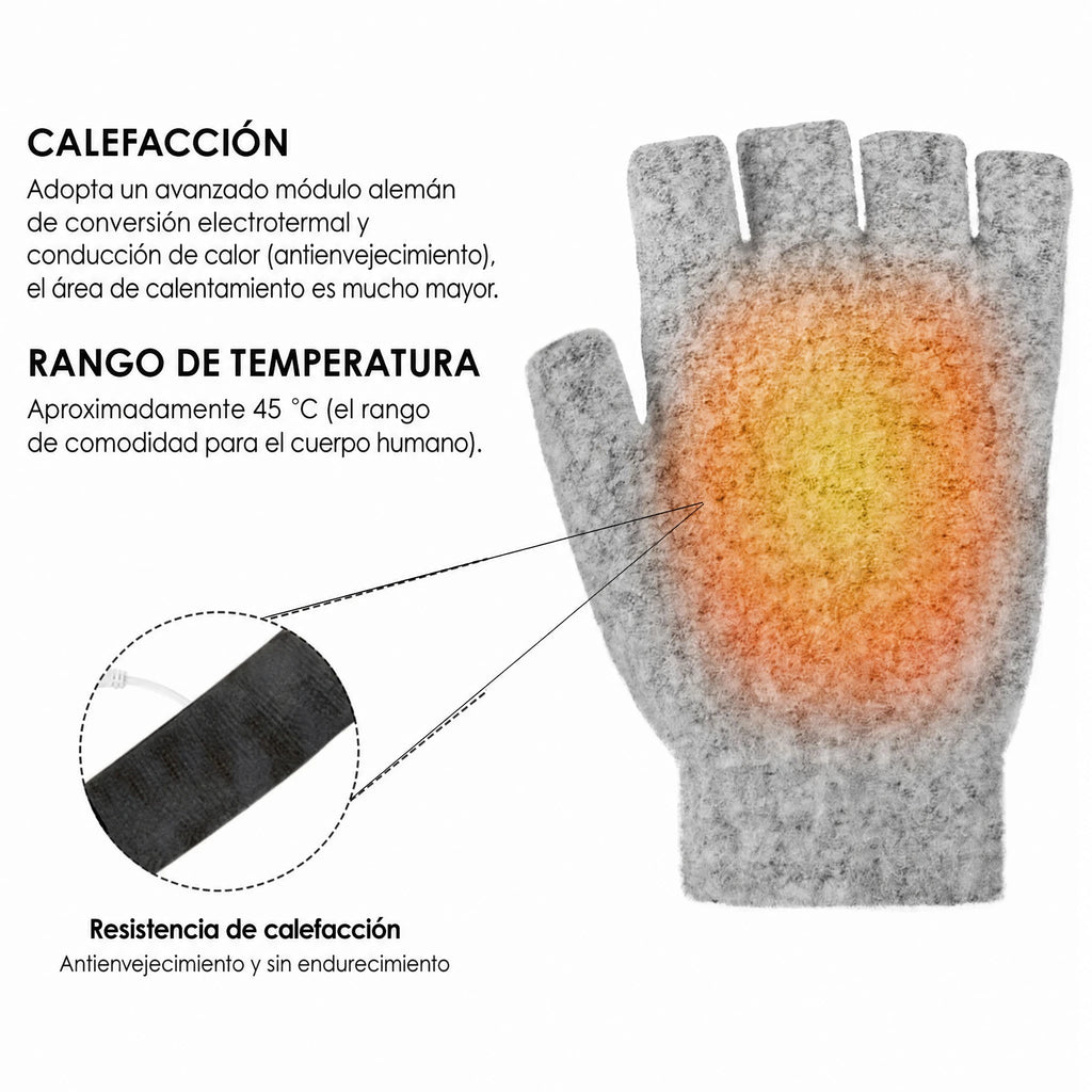 Guantes calefactables cálidos por ondas, recargables por USB