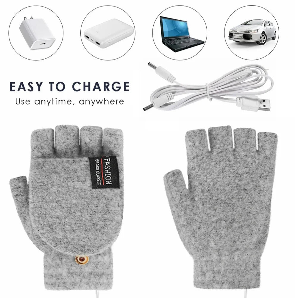 Guantes calefactables cálidos por ondas, recargables por USB