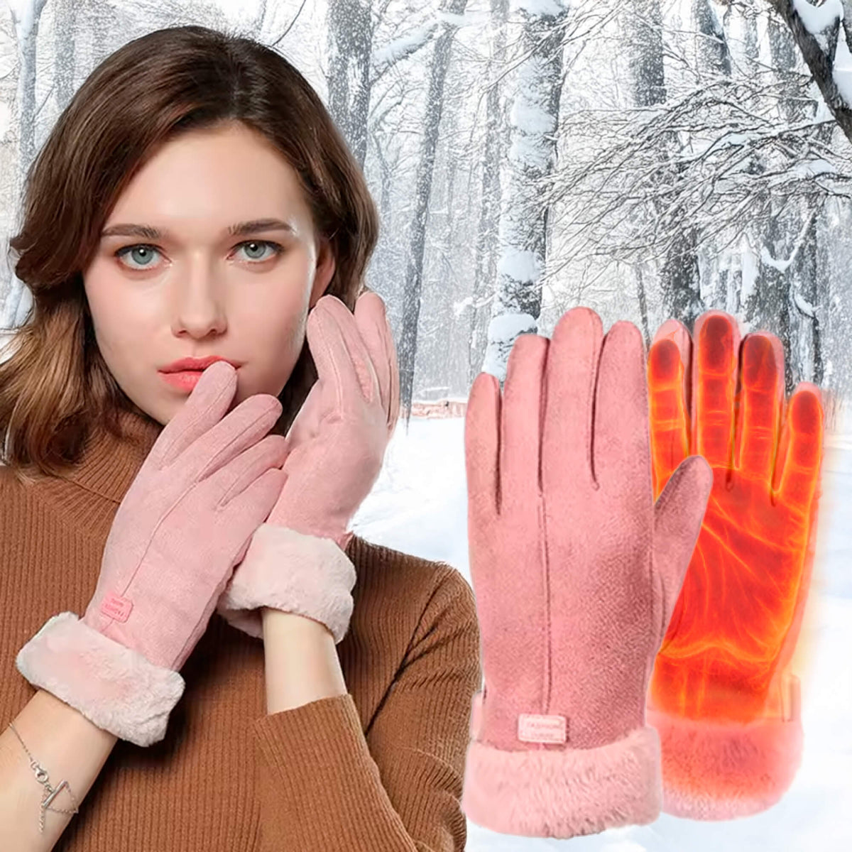 Guantes calefactables para mujer UK – Guantes térmicos de invierno impermeables para mujer con pantalla táctil y diseño 